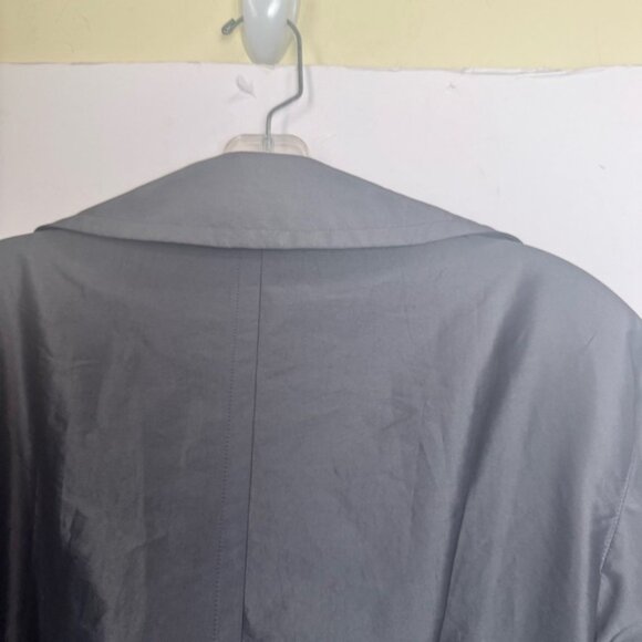 Akris Punto Trench Coat Lightweight Belt Midi Classic Pockets Silver Minimalist - Picture 10 of 16